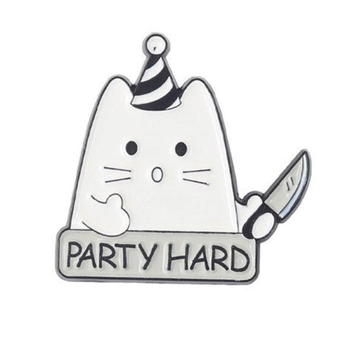 Party Hard Cat Enamel Pin