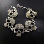 Gothic 5 Linked Skull Bracelet