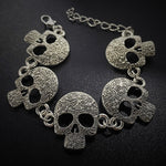 Gothic 5 Linked Skull Bracelet