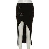 High Waist A-Line Asymetrical Punk Skirt