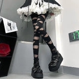 Gothic Lolita Bandage Design Soft Velvet Stockings