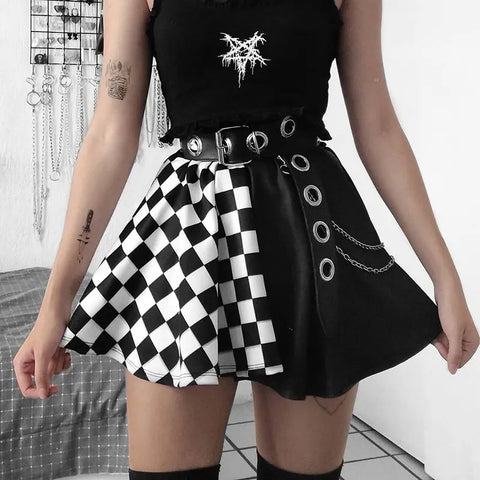 Checkered Goth Mini Skirt