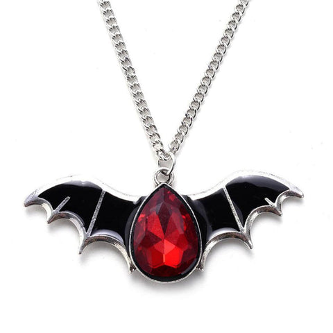 Ruby Teardrop Bat Necklace