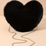 Black Fluffy Heart Bag