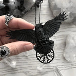 Vintage Gothic Black Raven Pendant Necklace