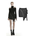 Gothic Rebel Asymmetrical Zip Mini Skirt