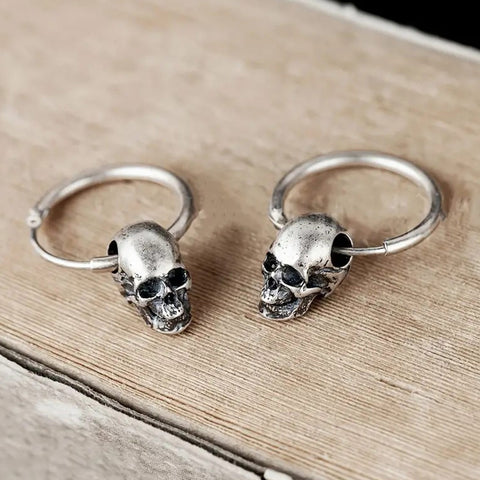 Skull Bead Hoop Earrings