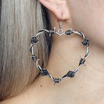 Barbed Wire and Roses Heart Earrings
