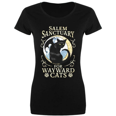 Salem Sanctuary For Wayward Cats Ladies Black T-Shirt