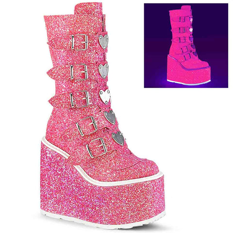 Swing-230G Platform Boots - Pink Glitter