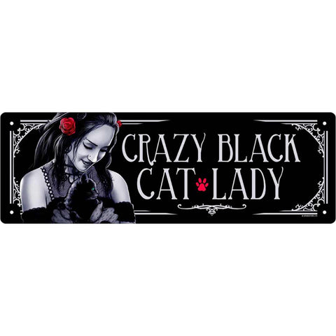Crazy Black Cat Lady Slim Tin Sign