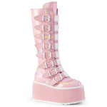 Damned-318 Platform Boots - Baby Pink Patent