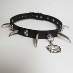 Claw Through Hell Leather Claw Spiked Choker