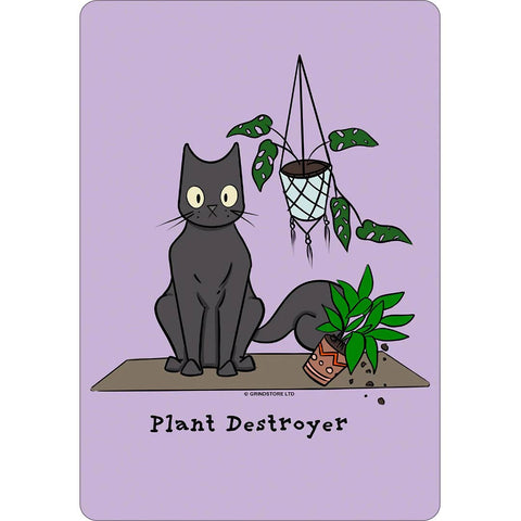Spooky Cat Plant Destroyer Small Tin Sign