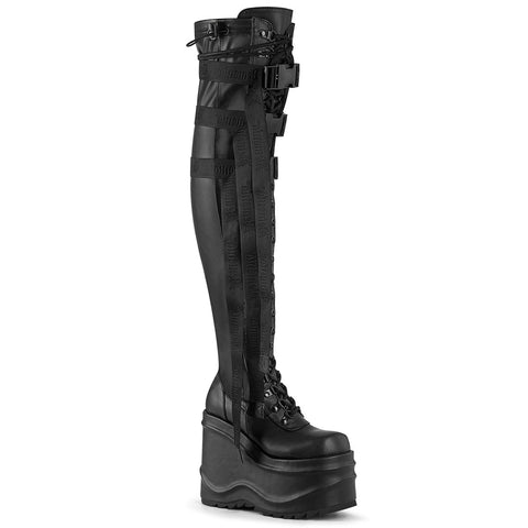 Wave-315 Platform Boots - Black Vegan Leather